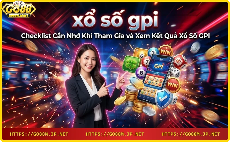 Điện thoại hiển thị kết quả xổ số GPI và biểu tượng chiến thắng